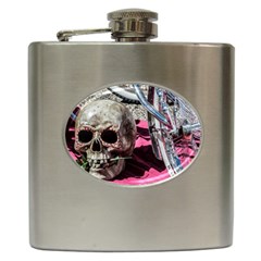 Skull And Bike Hip Flask (6 Oz) by MichaelMoriartyPhotography