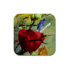 Rusty Globe Mallow Flower Rubber Square Coaster (4 Pack)  by MichaelMoriartyPhotography