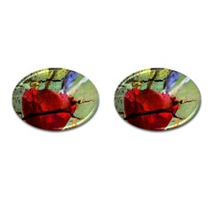 Rusty Globe Mallow Flower Cufflinks (oval)