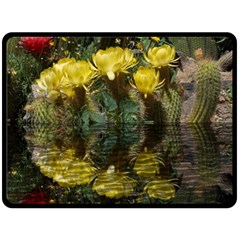 Cactus Flowers With Reflection Pool Double Sided Fleece Blanket (large)  by MichaelMoriartyPhotography
