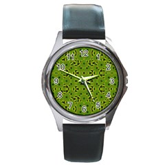 Geometric African Print Round Metal Watch by dflcprints