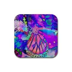 Psychedelic Butterfly Rubber Coaster (square) 