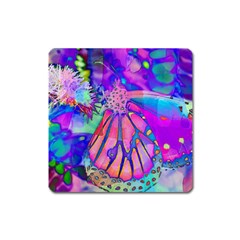 Psychedelic Butterfly Square Magnet by MichaelMoriartyPhotography