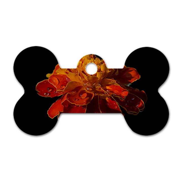 Marigold on Black Dog Tag Bone (Two Sides)