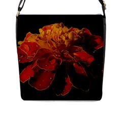 Marigold On Black Flap Messenger Bag (l)  by MichaelMoriartyPhotography