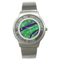 Swish Green Blue Stainless Steel Watch by BrightVibesDesign