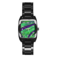 Swish Green Blue Stainless Steel Barrel Watch by BrightVibesDesign