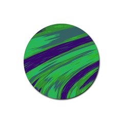 Swish Green Blue Rubber Round Coaster (4 Pack)  by BrightVibesDesign