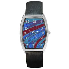 Swish Blue Red Abstract Barrel Style Metal Watch