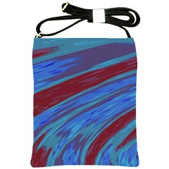 Swish Blue Red Abstract Shoulder Sling Bags by BrightVibesDesign