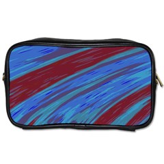 Swish Blue Red Abstract Toiletries Bags by BrightVibesDesign