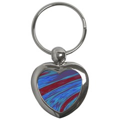 Swish Blue Red Abstract Key Chains (heart)  by BrightVibesDesign