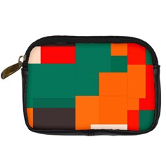 Rectangles And Squares  In Retro Colors                                                                   	digital Camera Leather Case by LalyLauraFLM