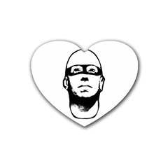 Baldhead Hero Comic Illustration Heart Coaster (4 Pack) 