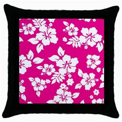 Pink Hawaiian Throw Pillow Case (black) by AlohaStore