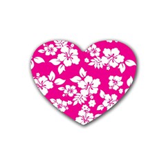 Pink Hawaiian Rubber Coaster (heart)  by AlohaStore