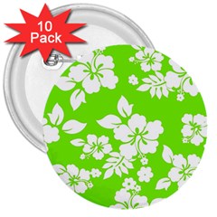 Lime Hawaiian 3  Buttons (10 Pack) 