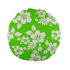 Lime Hawaiian Standard 15  Premium Round Cushions