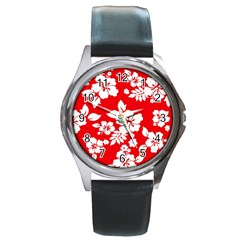 Red Hawaiian Round Metal Watch