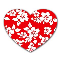 Red Hawaiian Heart Mousepads