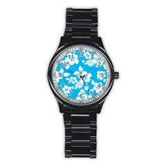 Light Blue Hawaiian Stainless Steel Round Watch by AlohaStore