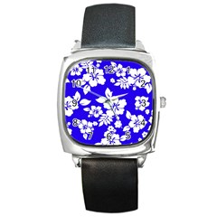 Deep Blue Hawaiian Square Metal Watch by AlohaStore