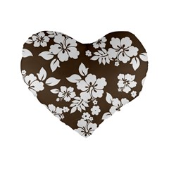 Sepia Hawaiian Standard 16  Premium Flano Heart Shape Cushions by AlohaStore