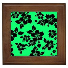 Dark Lime Hawaiian Framed Tiles by AlohaStore