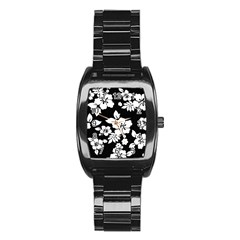 Black And White Hawaiian Stainless Steel Barrel Watch by AlohaStore