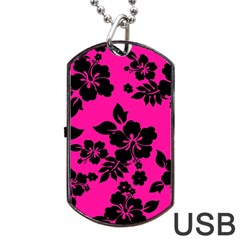 Dark Baby Pink Hawaiian Dog Tag Usb Flash (one Side) by AlohaStore