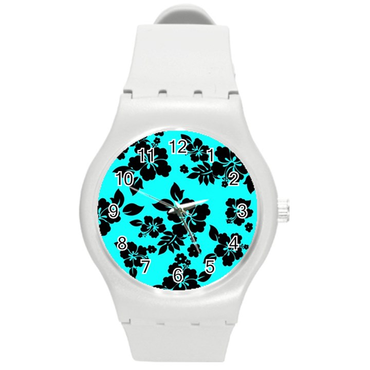 Blue Dark Hawaiian Round Plastic Sport Watch (M)