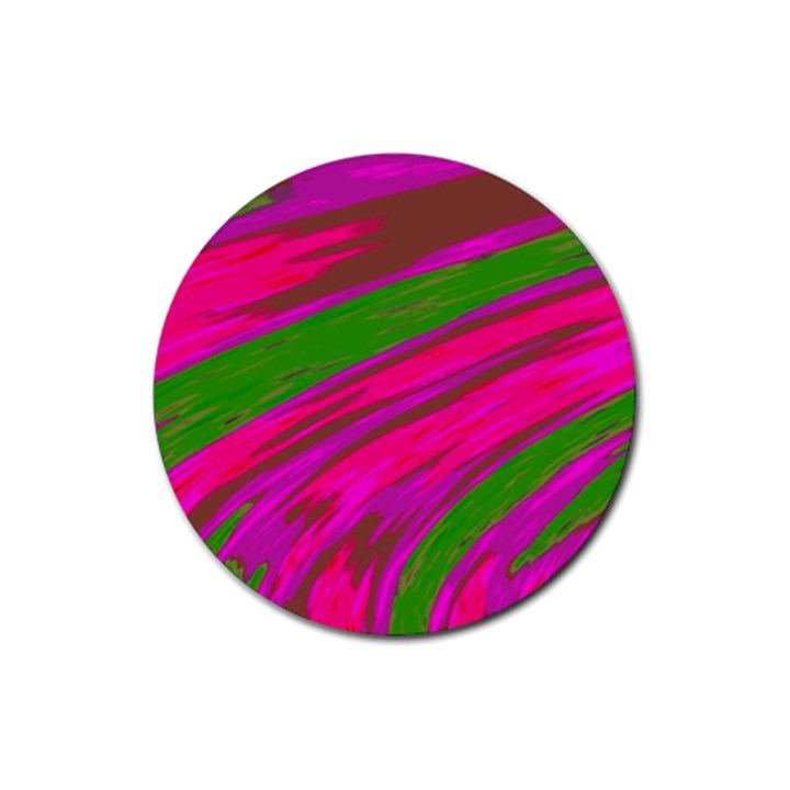 Swish Bright Pink Green Design Rubber Coaster (Round) 