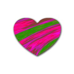 Swish Bright Pink Green Design Heart Coaster (4 Pack)  by BrightVibesDesign