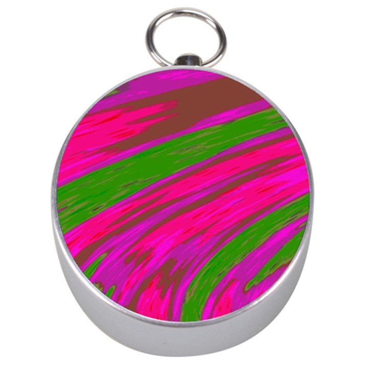Swish Bright Pink Green Design Silver Compasses