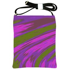 Swish Purple Green Shoulder Sling Bags by BrightVibesDesign