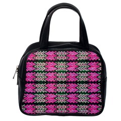Pattern Tile Pink Green White Classic Handbags (one Side) by BrightVibesDesign