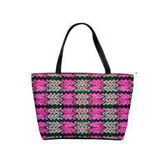 Pattern Tile Pink Green White Shoulder Handbags by BrightVibesDesign