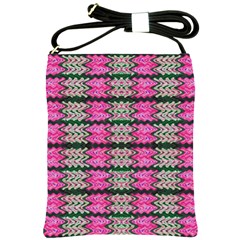 Pattern Tile Pink Green White Shoulder Sling Bags by BrightVibesDesign