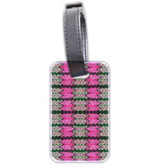 Pattern Tile Pink Green White Luggage Tags (two Sides) by BrightVibesDesign