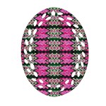 Pattern Tile Pink Green White Ornament (Oval Filigree)  Front