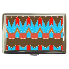 Blue Brown Chevrons                                                                       			cigarette Money Case by LalyLauraFLM