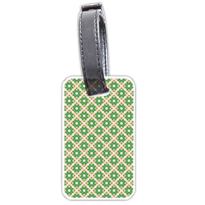 Crisscross Pastel Green Beige Luggage Tags (One Side) 