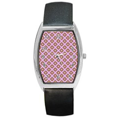 Crisscross Pastel Pink Yellow Barrel Style Metal Watch by BrightVibesDesign