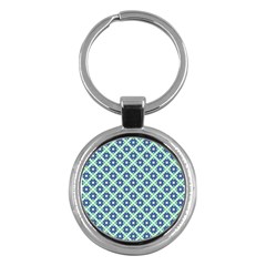 Crisscross Pastel Turquoise Blue Key Chains (round)  by BrightVibesDesign