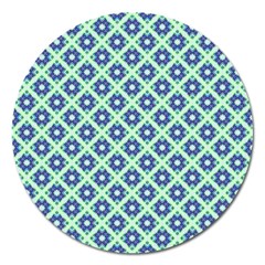 Crisscross Pastel Turquoise Blue Magnet 5  (round) by BrightVibesDesign