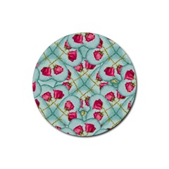 Love Motif Pattern Print Rubber Round Coaster (4 Pack) 