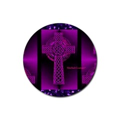 Purple Celtic Cross Rubber Round Coaster (4 Pack) 