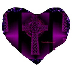 Purple Celtic Cross Large 19  Premium Flano Heart Shape Cushions