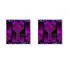 Purple Celtic Cross Cufflinks (square)