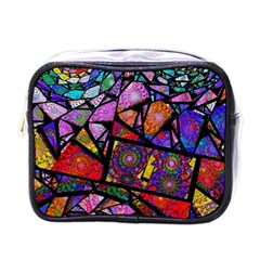 Fractal Stained Glass Mini Toiletries Bags by WolfepawFractals